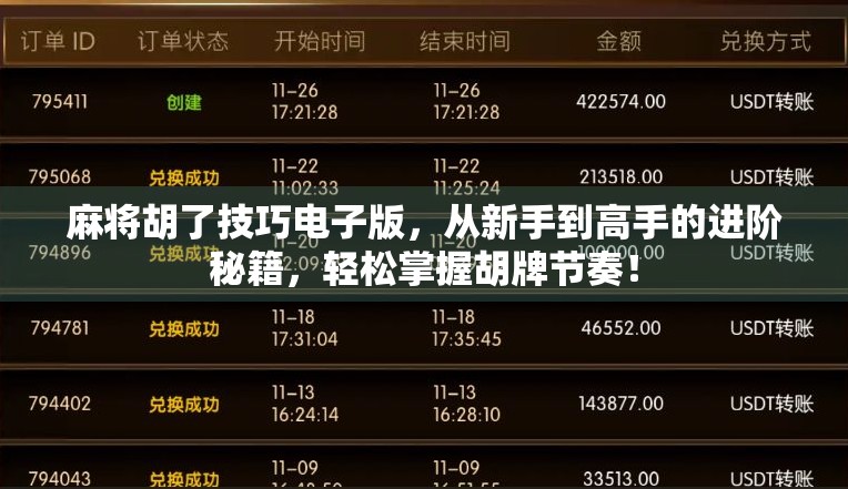 麻将胡了技巧电子版，从新手到高手的进阶秘籍，轻松掌握胡牌节奏！